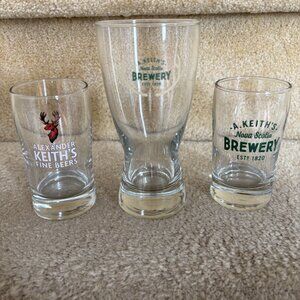 Set of 3 Alexander Keith's Fine Beers Brewery Glasses Nova Scotia Canada